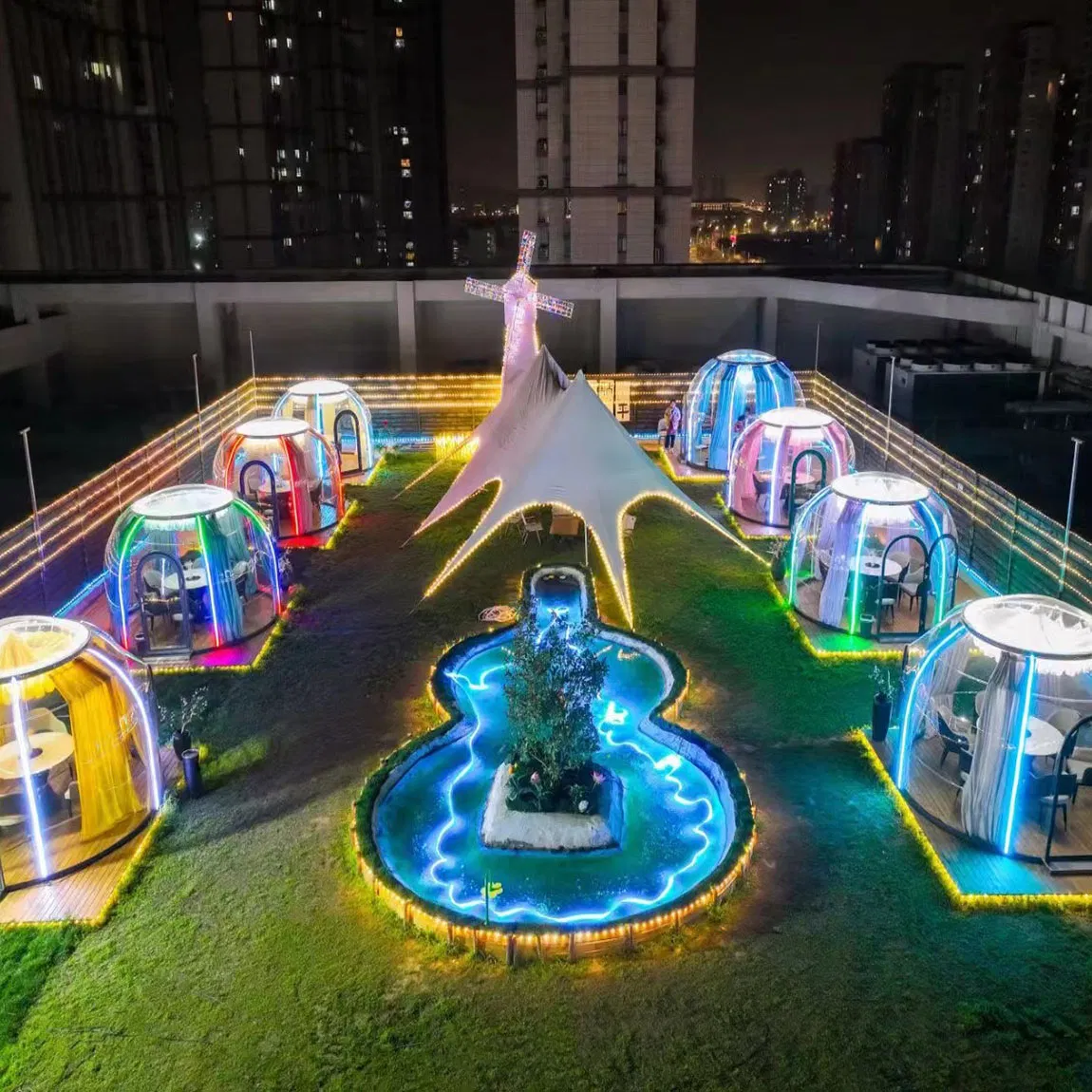 Panoramic Transparent Polycarbonate Sheet Dome House Prefabricated Hostel Homestay Dome Foam House