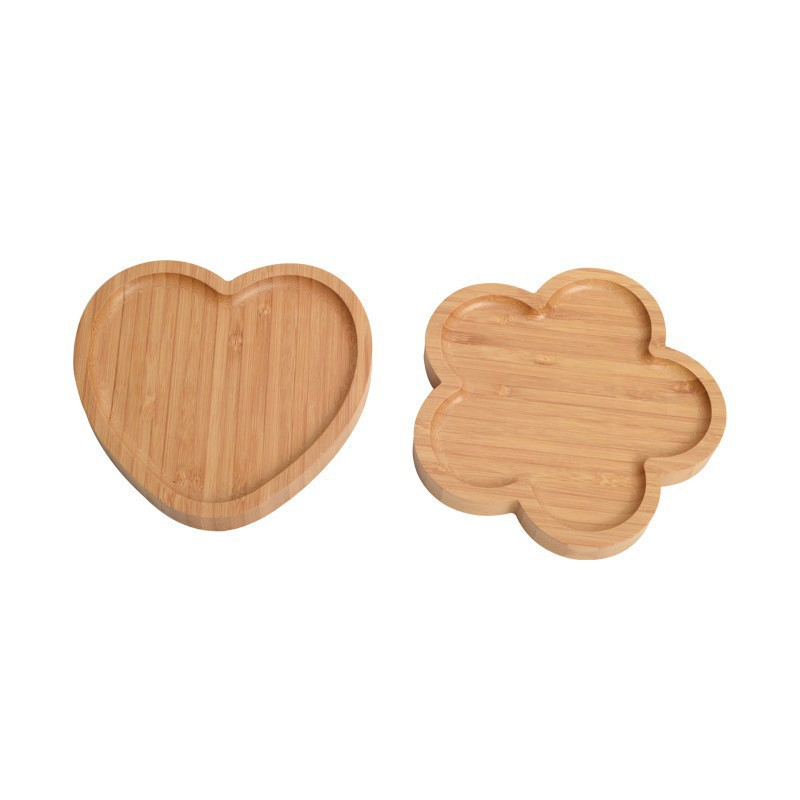 Heart Shaped Tray/Love Dim Sum Tray/Round Bamboo and Wood Tray/Bamboo Tea Tray/Bamboo and Wood Leaf Tray/Fruit Dessert Tray
