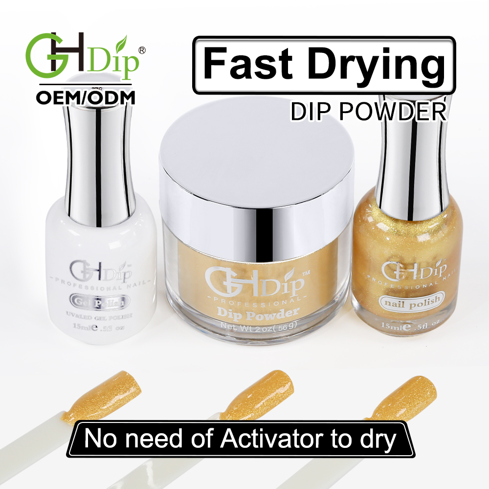 Perfect Color Match 3in1 Set Glitter Nail Dipping Powder with Gel Polish and Nail Lacquer