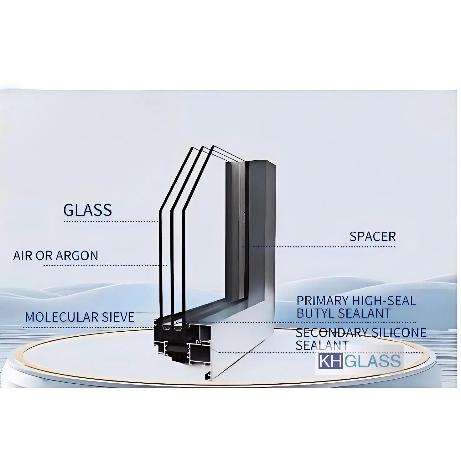 Durable Insulated Glass 15 Air Levels Curved Shape 5mm-10mm Thickness