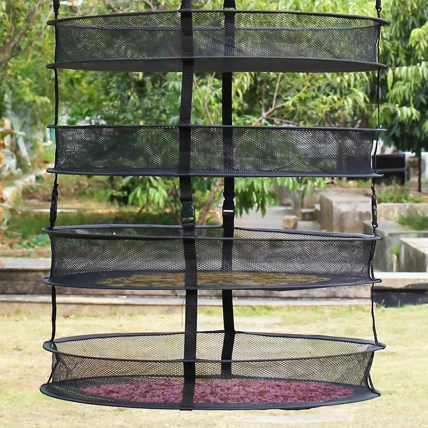 Foldable Hanging Dry Net 8 Tier Mesh 8 Layers Drying Large Dryer Rack Storage Net Tent Plant Drying Diameter 60cm