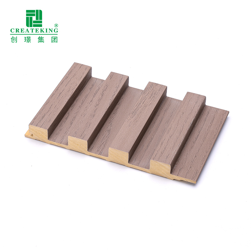 China Supplier Customized 159*16mm Eco-Friendly Wood-Grain WPC Solid Fluted Wall Panels