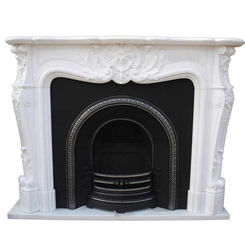 China Factory Fancy Customized White Stone Surround Mantel Marble Fireplace