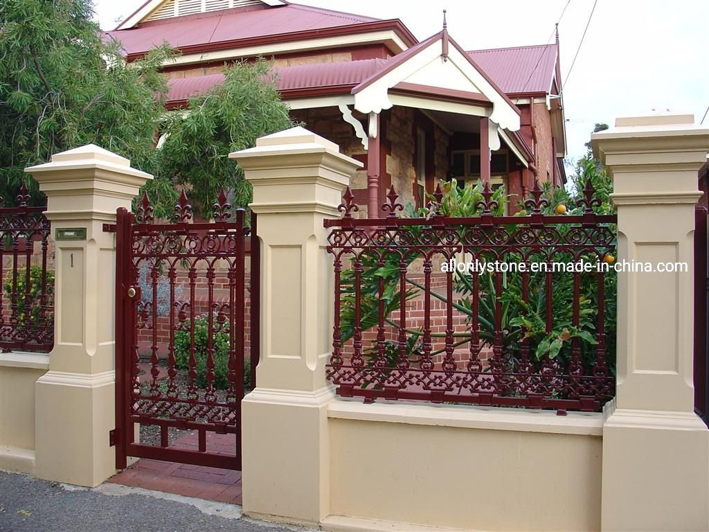Outdoor Natural Limestone/Sandstone/Granite Fence Pillar Design