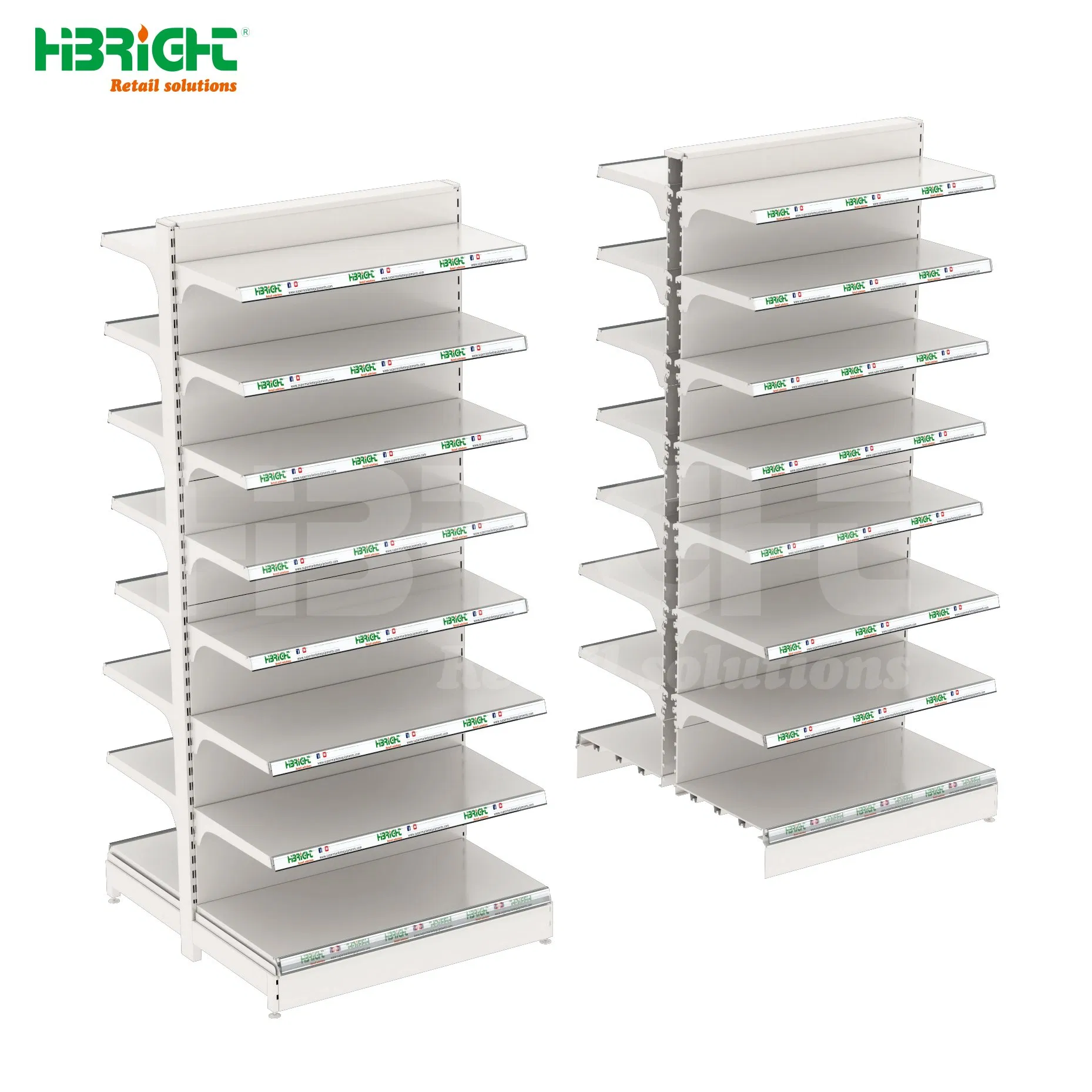 Heavy-Duty Single-Sided Modern Iron Gondola Shelving White Supermarket Shelves for Convenience Store Groceries Light Duty Steel