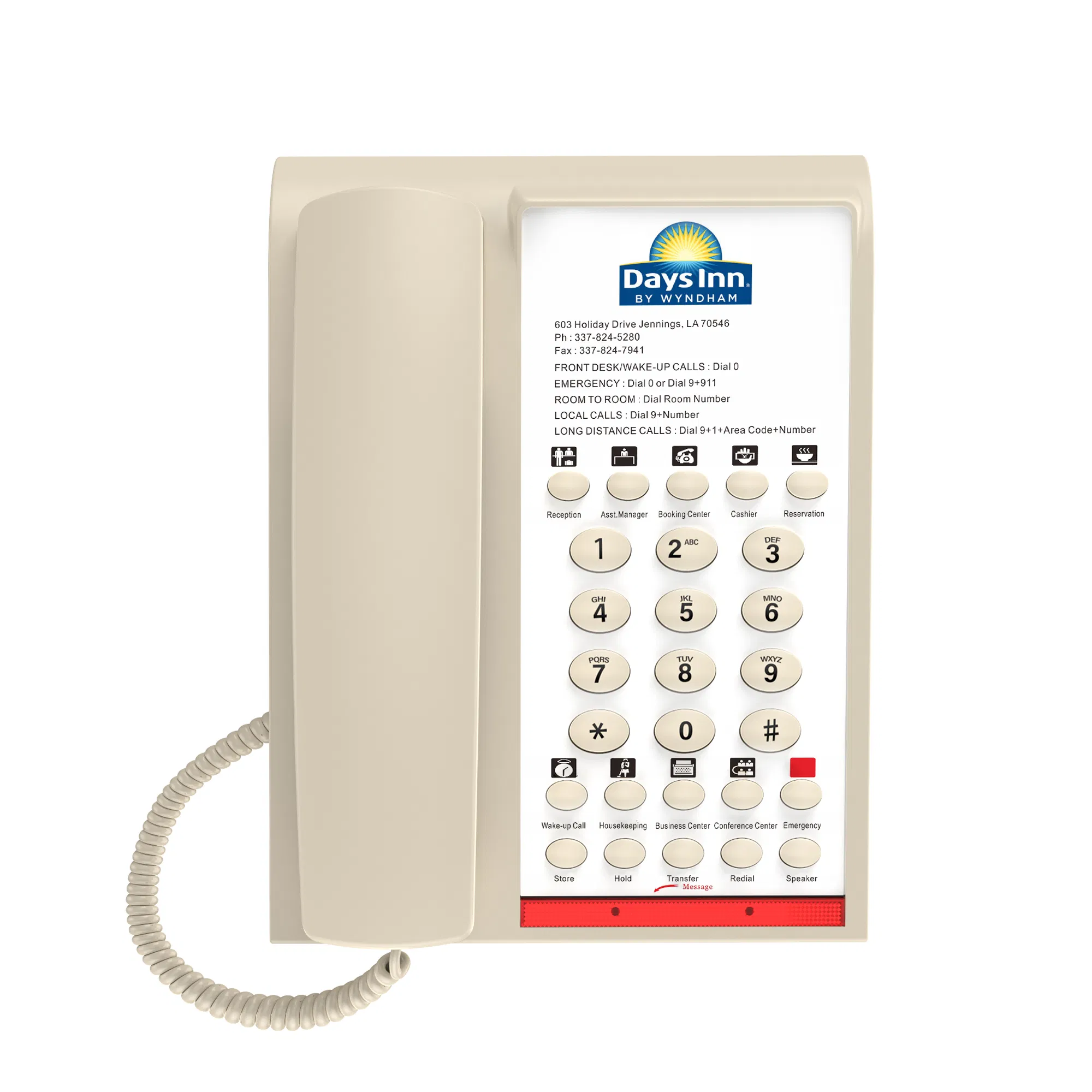 Customizable Corded Telephone with Quality Faceplate Printing for Star Hotels
