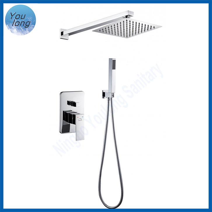 Shower Faucet Concealed Square Shower Mixer Wall Mount Ceiling Shower Set