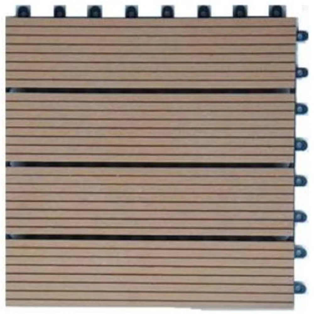 Outdoor Wood Grain Deep 3D Embossing Wood Plastic Composite WPC Deck Tiles