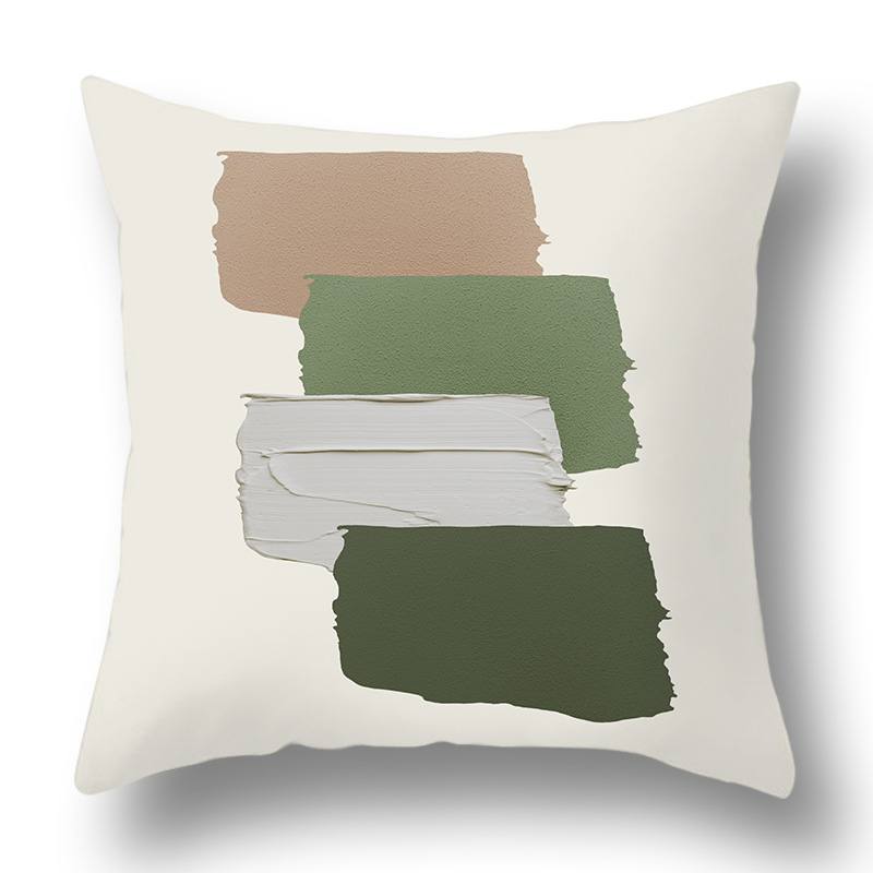 Hot Sale Light Green Striped Pillow Cover Geometric Pattern Soft Throw Pillow Case for Living Room