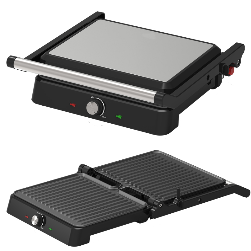 Press Grill and Sandwich Maker Non-Stick Coated Plates Opens 180 Degrees to Fit Any Type or Size of Food