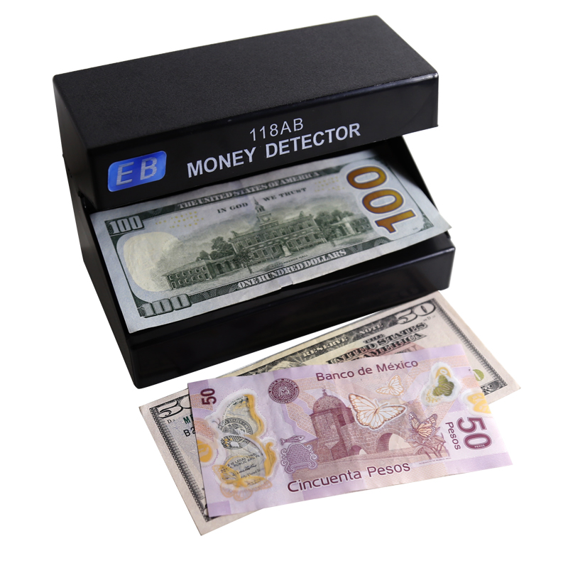DC-118AB LED Universal Currency Money Detector Machine UV Banknote Money Checker