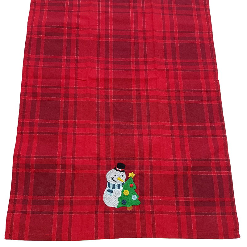 Esun Christmas Decoration 100% Cotton Christmas Plaid Kitchen Towels Set for Xmas Kitchen