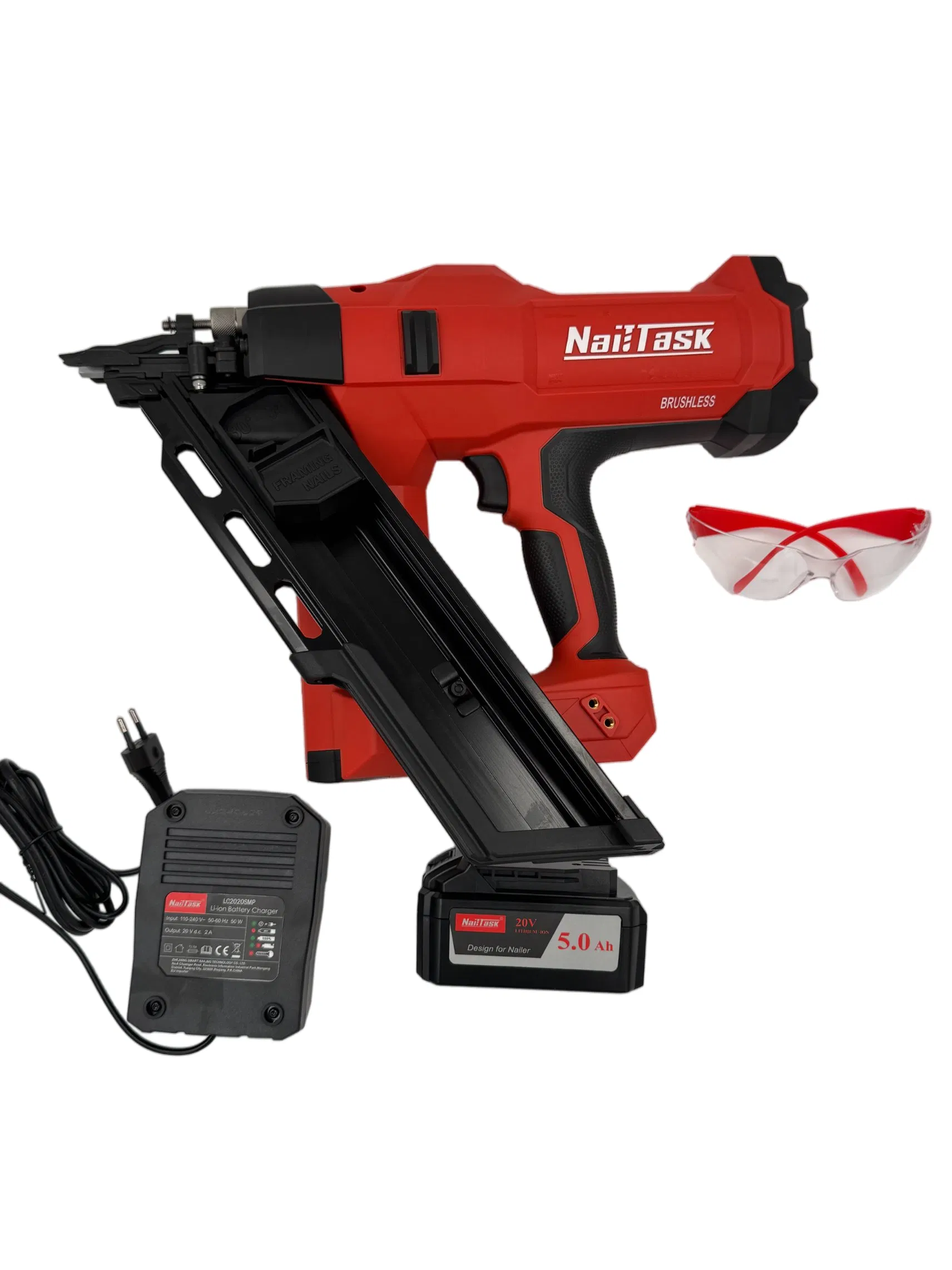 20V Brushless Cordless Paper Strip Framing Nailer Dcfn110-3490, 34° Lithium Battery Powered Nail Gun 110 Joules