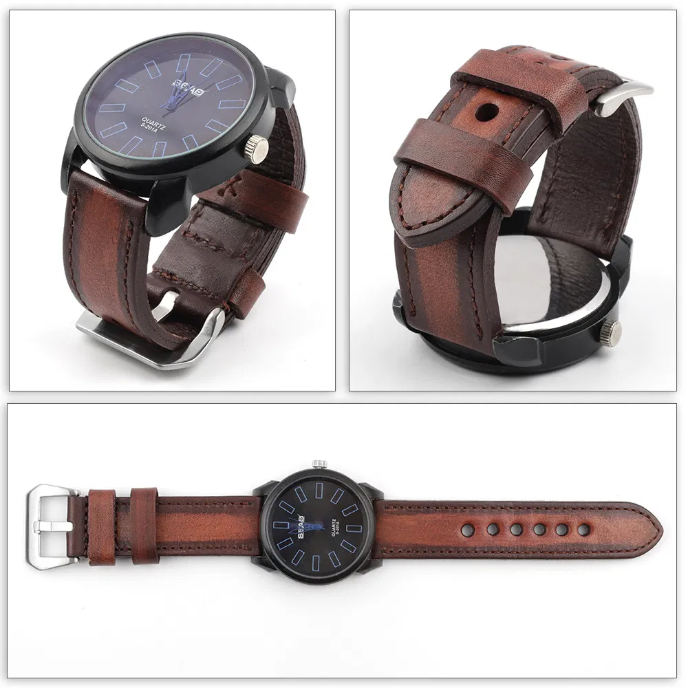 24mm Genuine Leather Watch Straps Vintage Brown Leather Watch Bands for Men Watch