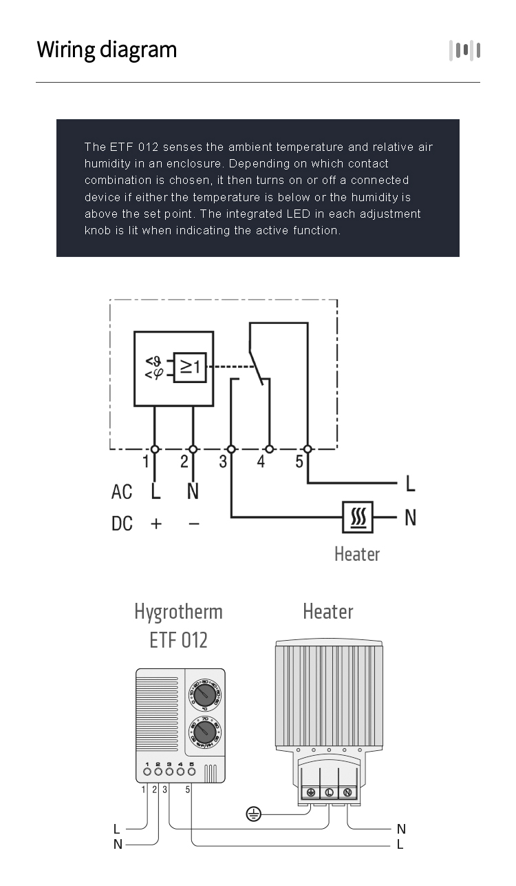 Etf012 Cabinet Adjustable Electronic Hygrostat Thermostat