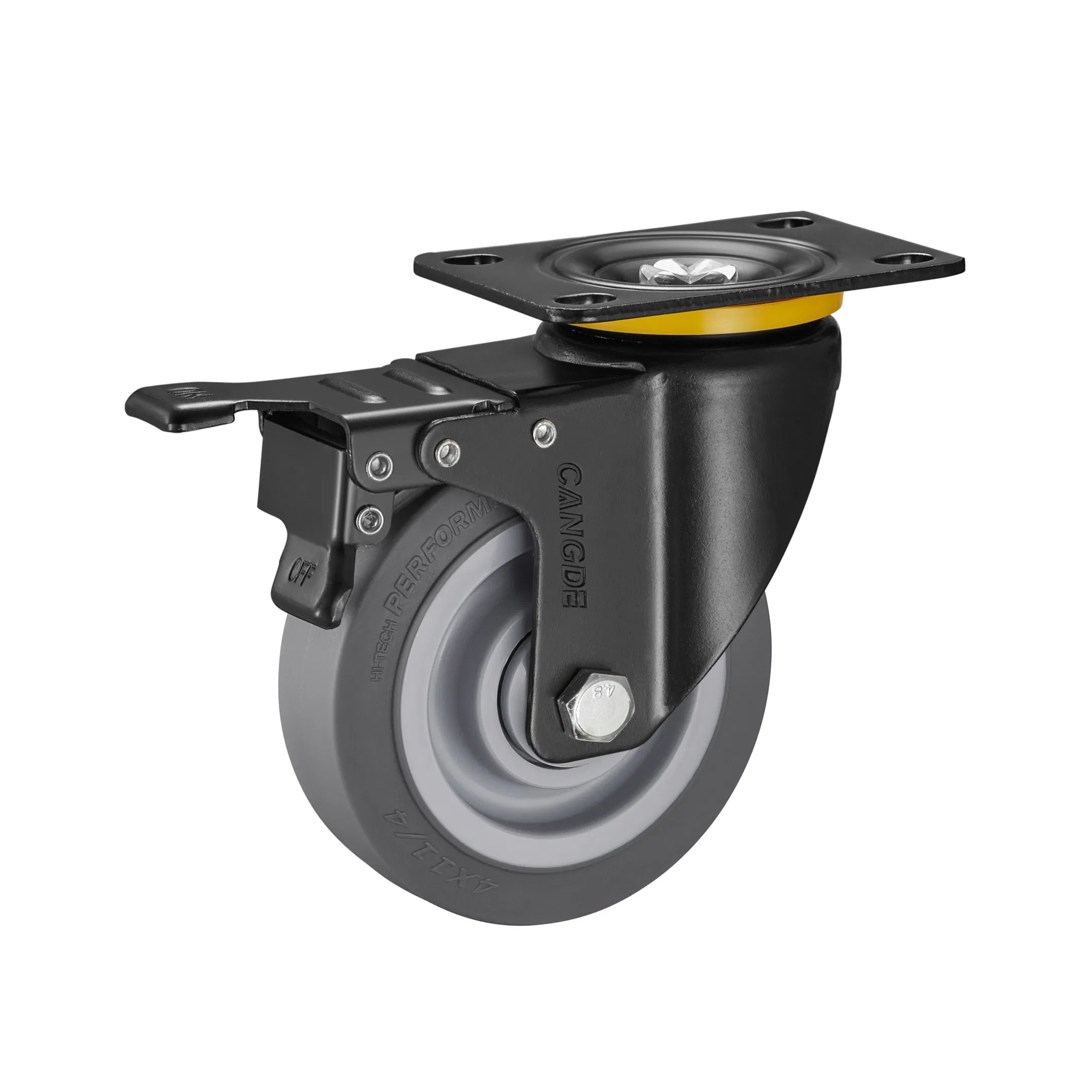 Factory High Quality Gray TPR Wheels Caster Threaded Stem Casters with Brakes