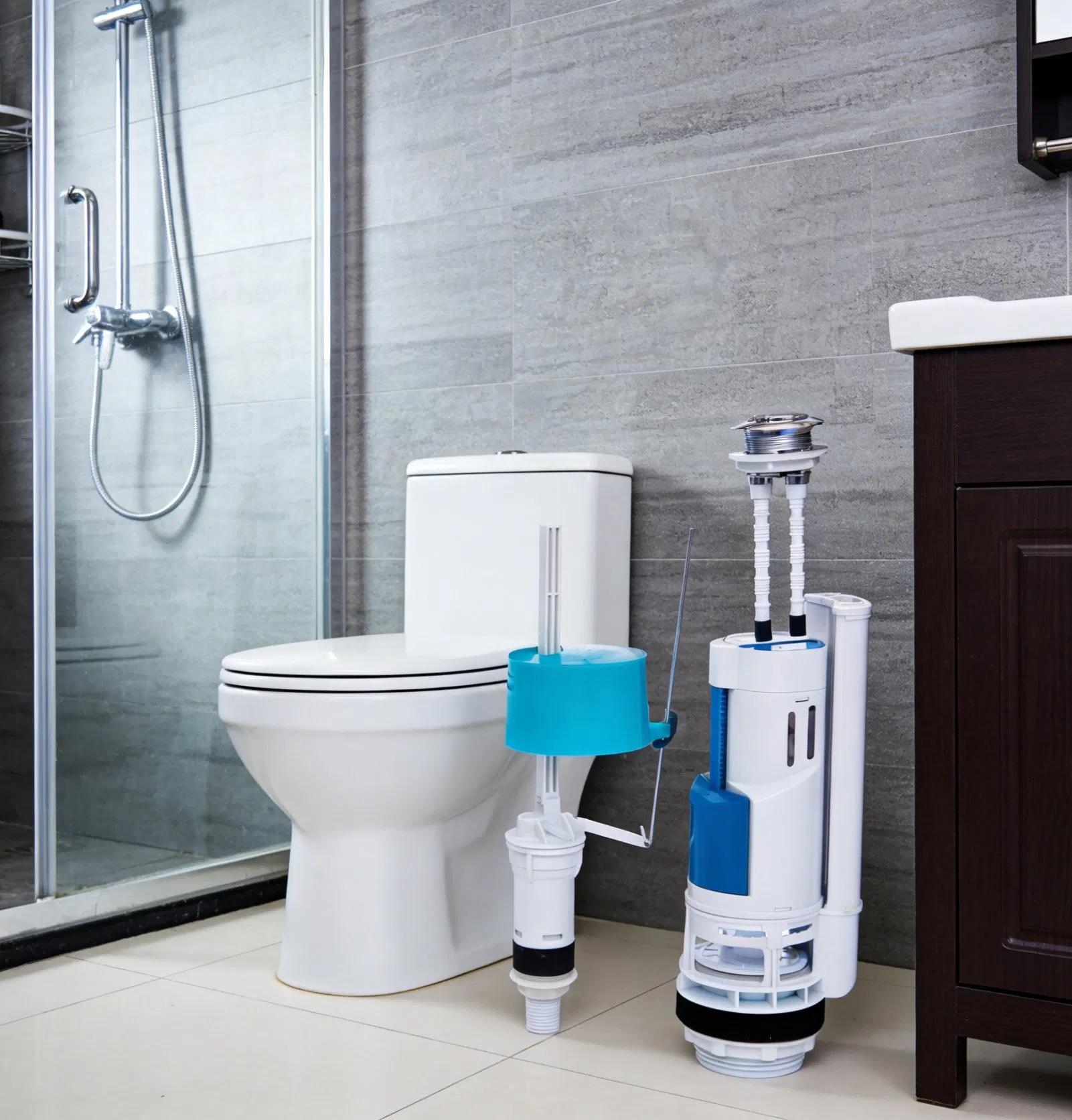 Durable Bathroom Fitting Plastic Cistern Flush Mechanism -- Toilet Water Tank Flushing Device