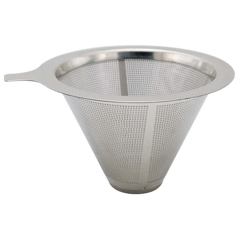 Stainless Steel Double-Layer Filter with Base and No Filter Paper Coffee Filter
