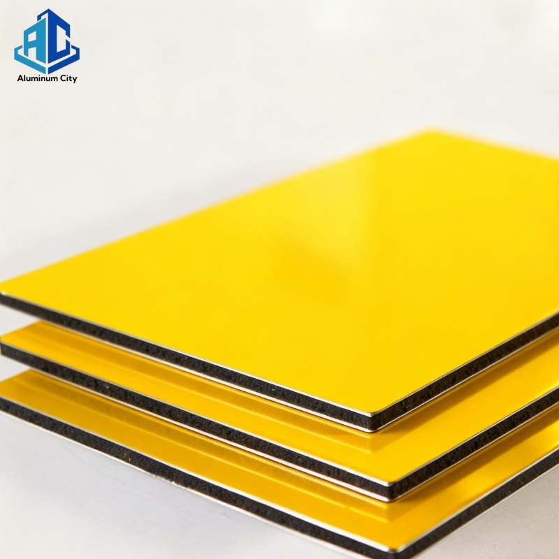 Lightweight High Glossy Yellow Aluminum Composite Panel for Exterior Wall Cladding