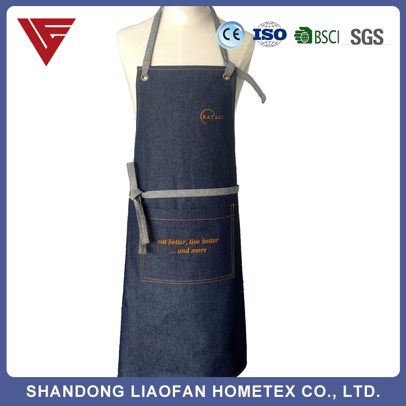 Cheap Price Black Denim Jeans Canvas Garden Apron Coffee Shop Cotton Kitchen Cooking Apron with Pockets