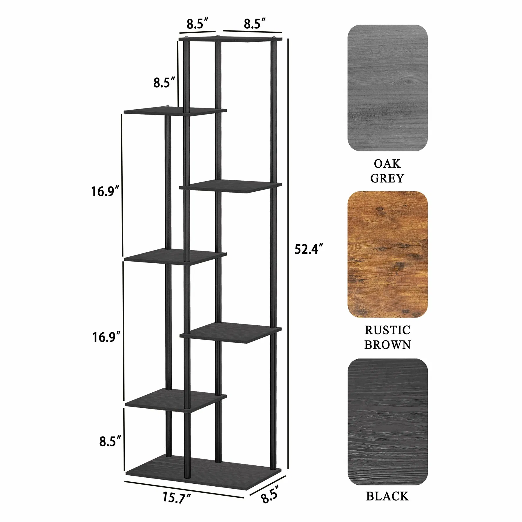 7 Tier Indoor Corner Steel Wood Black Plant Shelf Flower Stand