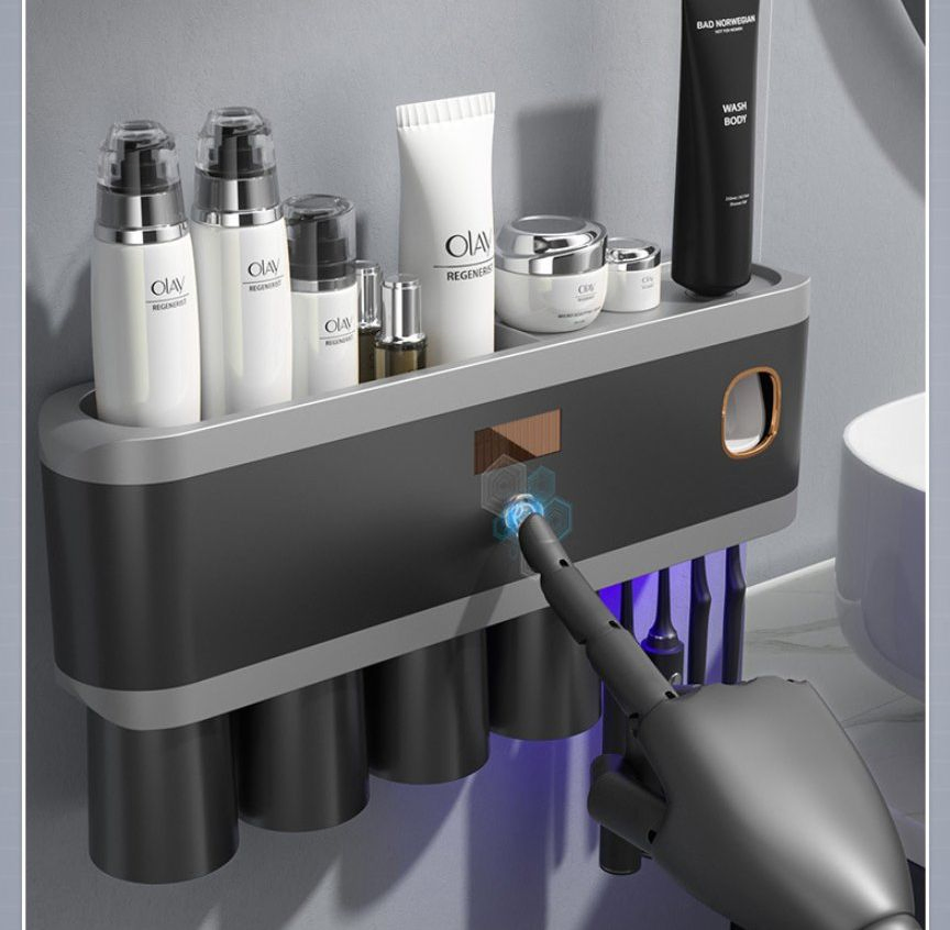 OEM UV Tooth Disinfection Intelligent Traceless Punch-Free Toothbrush Sterilizer Wall-Mounted Toothbrush Holder