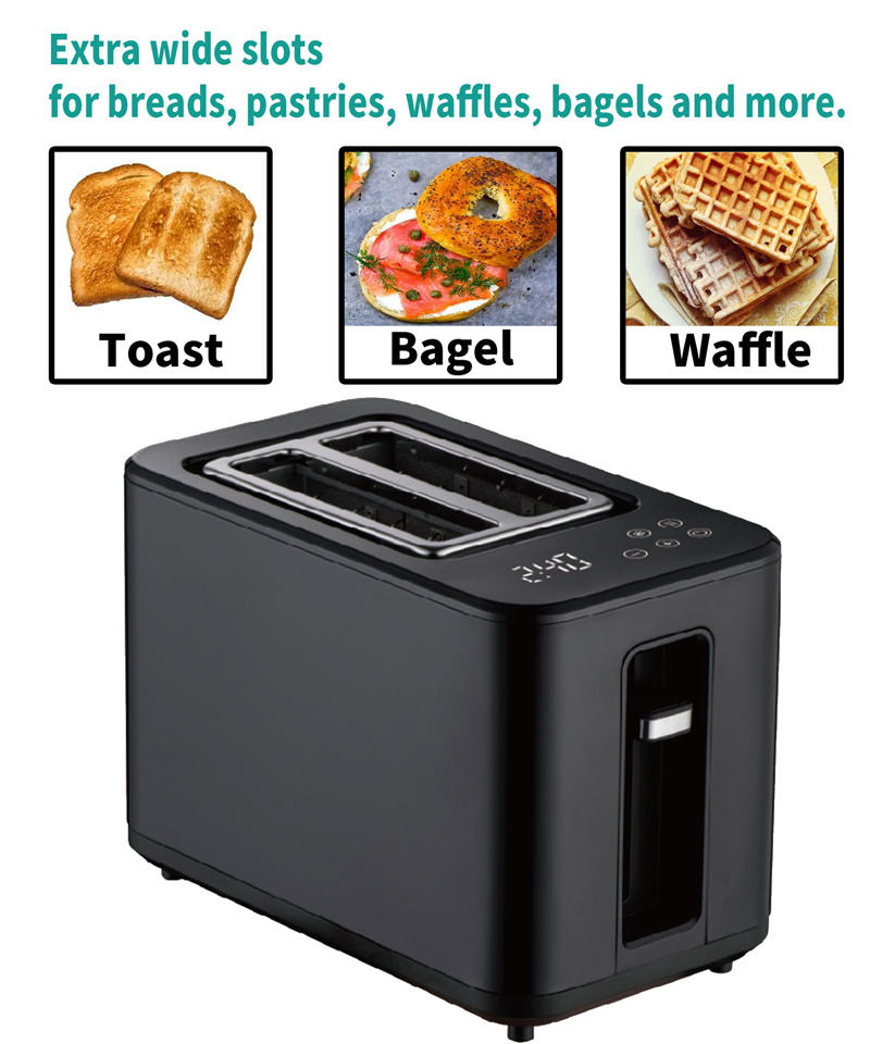 Custom Function High End 7 Level Control Black Sandwich Maker Stainless Steel Toaster with LED Display