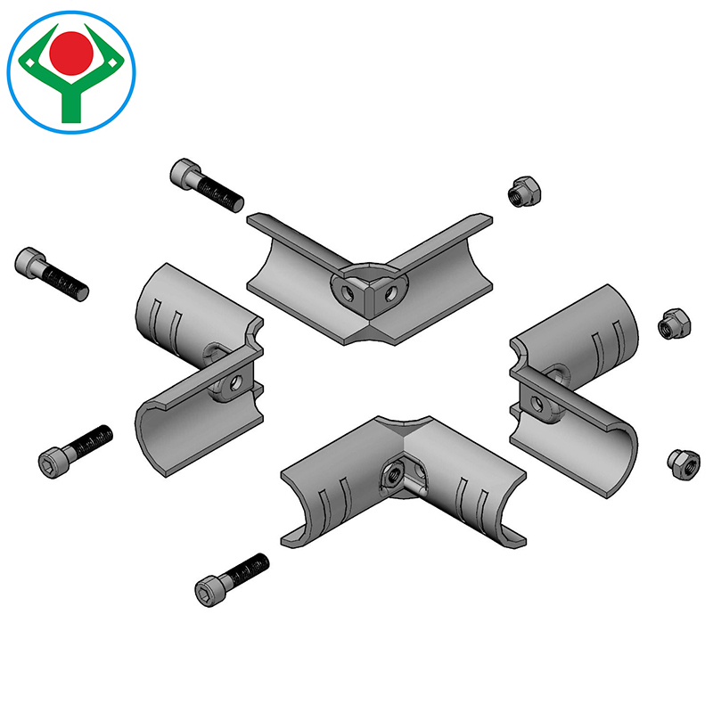 Ys-5 Black 5 Way Cross Metal Joint Set with Striations and Pre-Drilled Reinforcement Holes