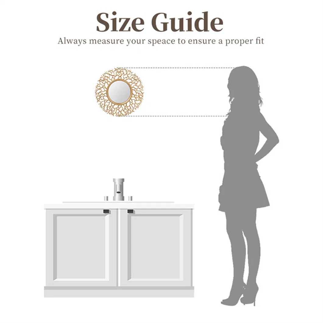 Home Decorative Self-Adhesive Round 3D Golden Frame Wall Stickers Mirror