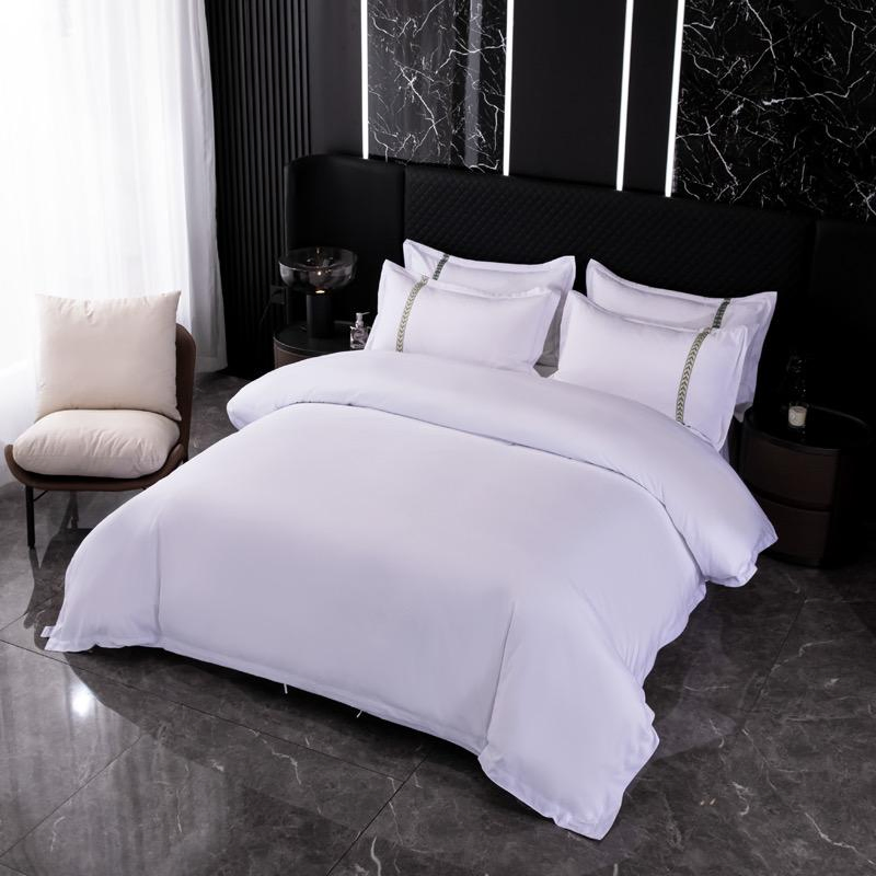 ODM/OEM Hotel Bedding Textile Products Supplier Custom Embroidery Ribbon Comforter Quilt Duvet Cover Europe Hotel Bedding Set for 5 Star Hotel Guesthouse