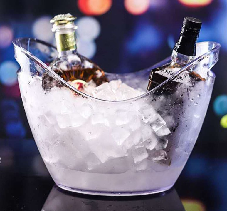 Custom Logo Clear Acrylic Food Grade Ice Champagne Wine Cooler Bucket