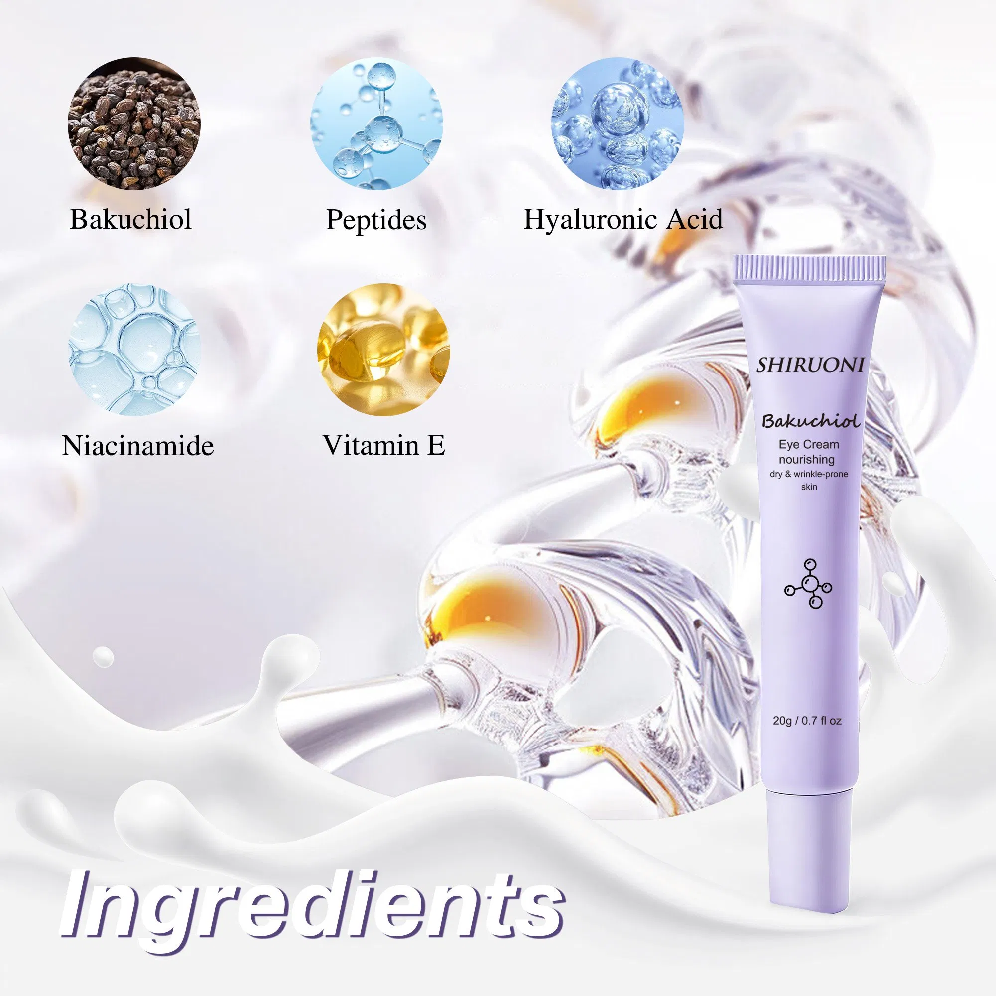 Wholesale Nourishing Moisturizing Lifting Firming Anti-Aging Bakuchiol Eye Cream for Skin Care