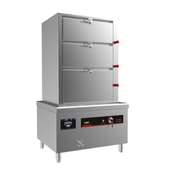 Lestov 3 Tiers Chinese Commercial Induction Seafood Cabinet Steamer for Restaurant Use