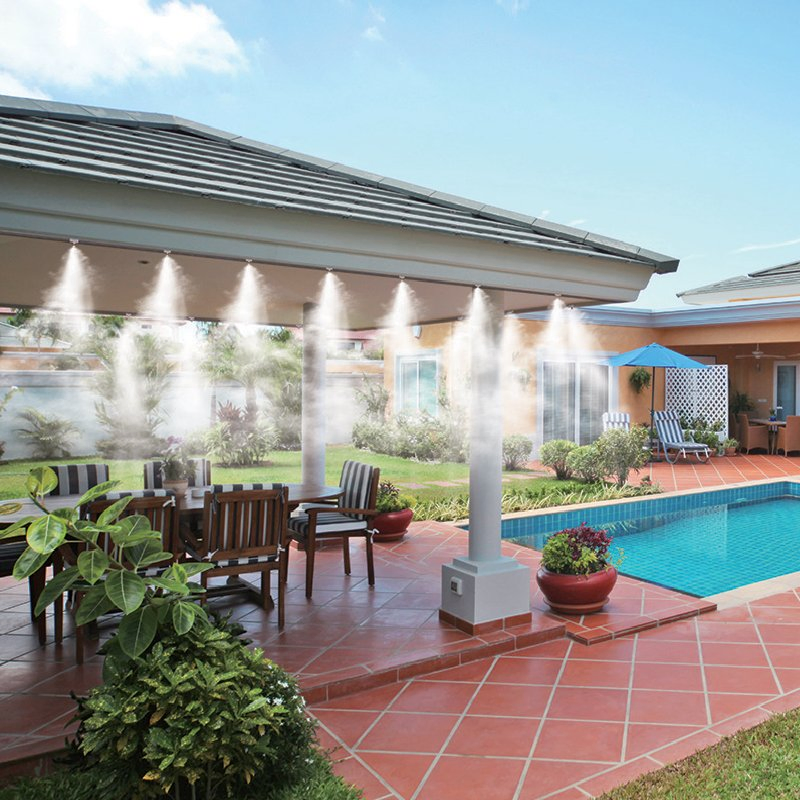 Poolside Garden Umbrella Outdoor DIY Cooling Misting