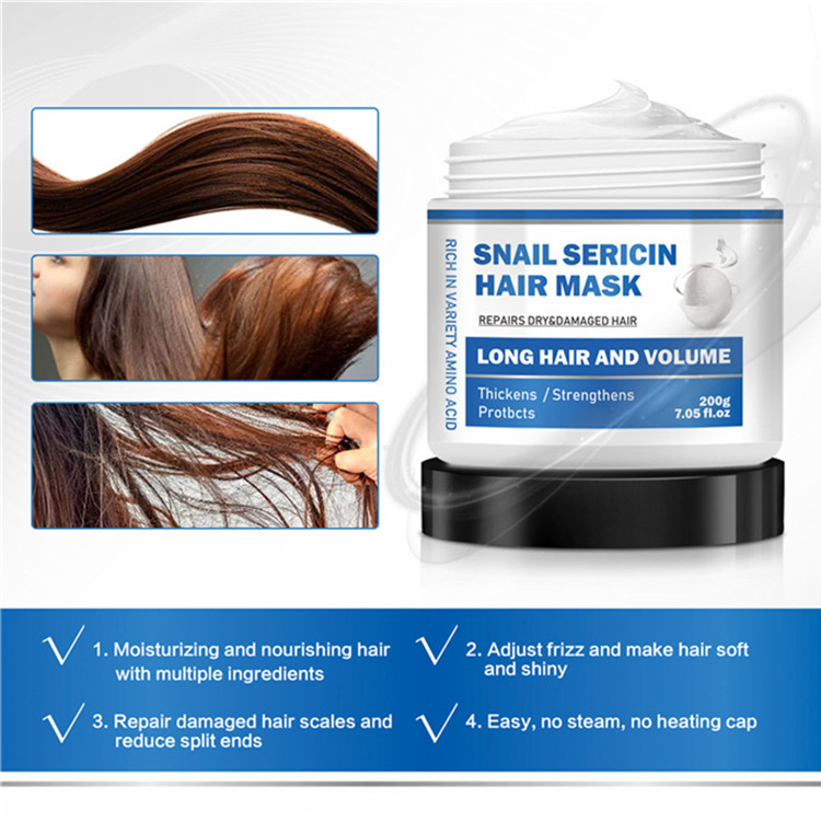 All Natural Snail Sericin Hair Mask for Repair Dry & Damaged Hair