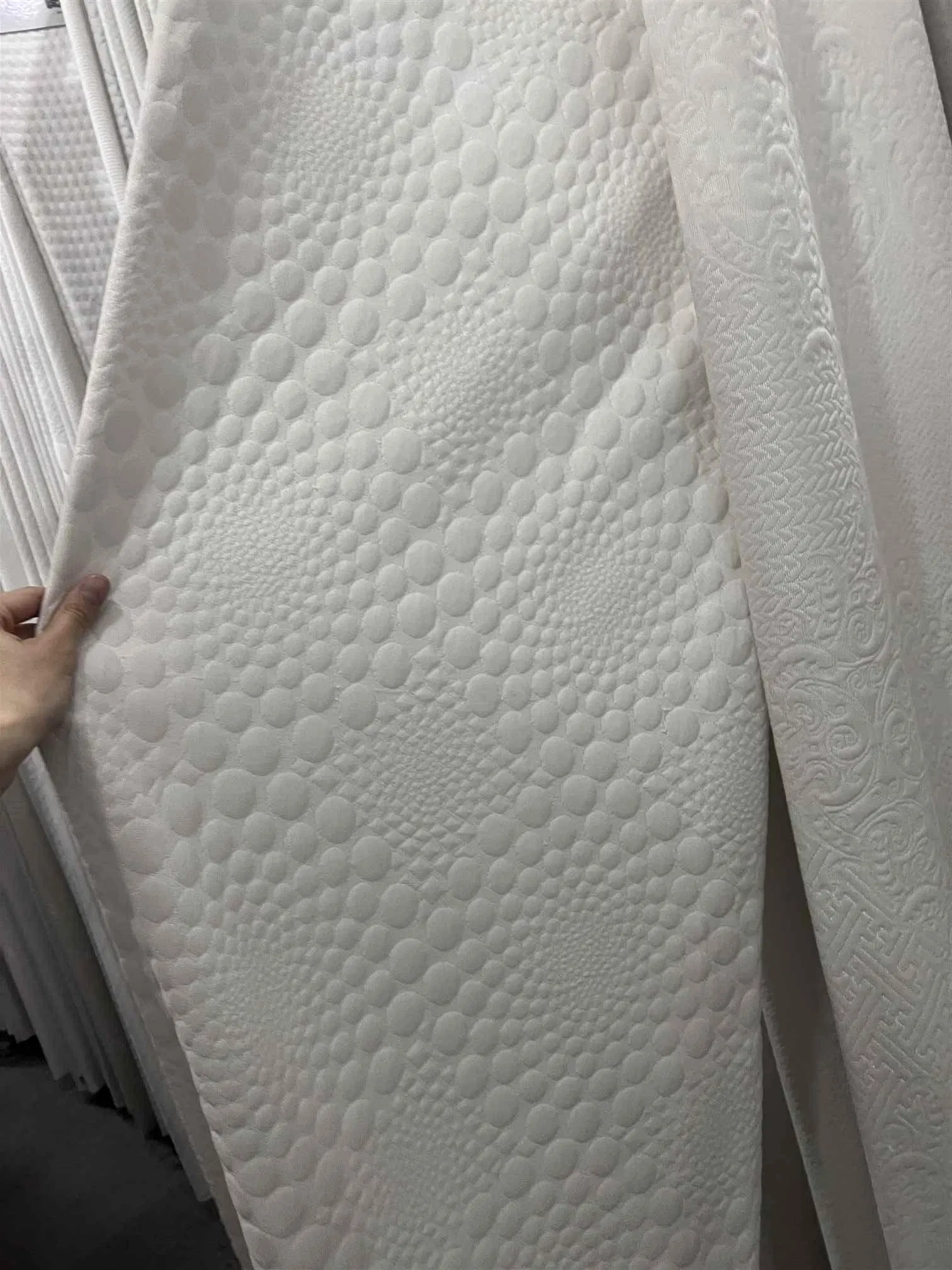White Mattress Jacquard Ticking Knitted Fabric 180-450gsm
