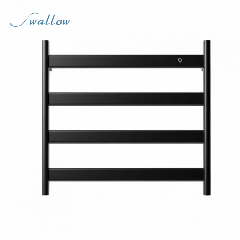 Straight 4-Bar Hardwired Electric Towel Warmer in Matte White or Matte Black