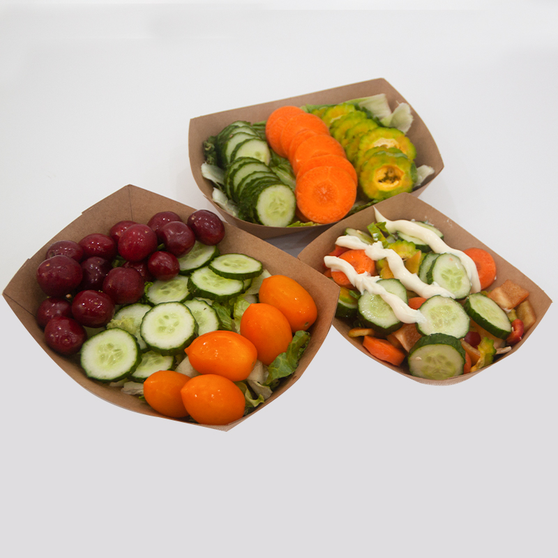 Durable Fast Food Kraft Container: Disposable Paper Snack Serving Tray