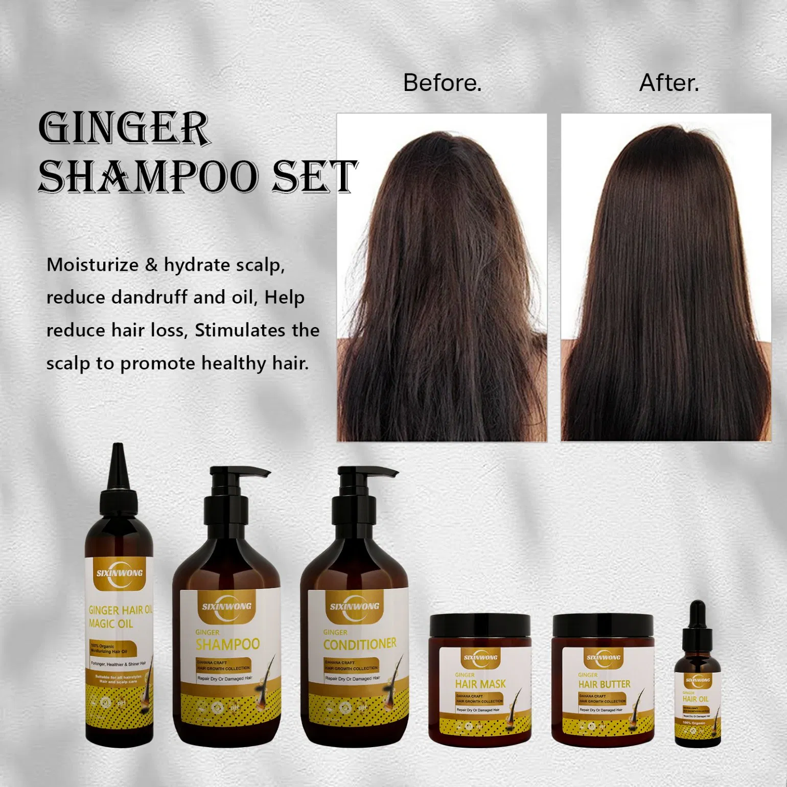 Beauty Cosmetics Hair Prevent Split End Hair Growth Ginger Shampoo Set