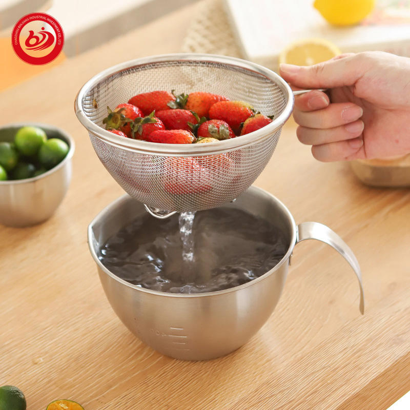 Factory Directly Sell Salad Bowl Premium Stainless Steel Egg Beate Mixing Bowl with Handles Graduated Bowl Measuring Cup