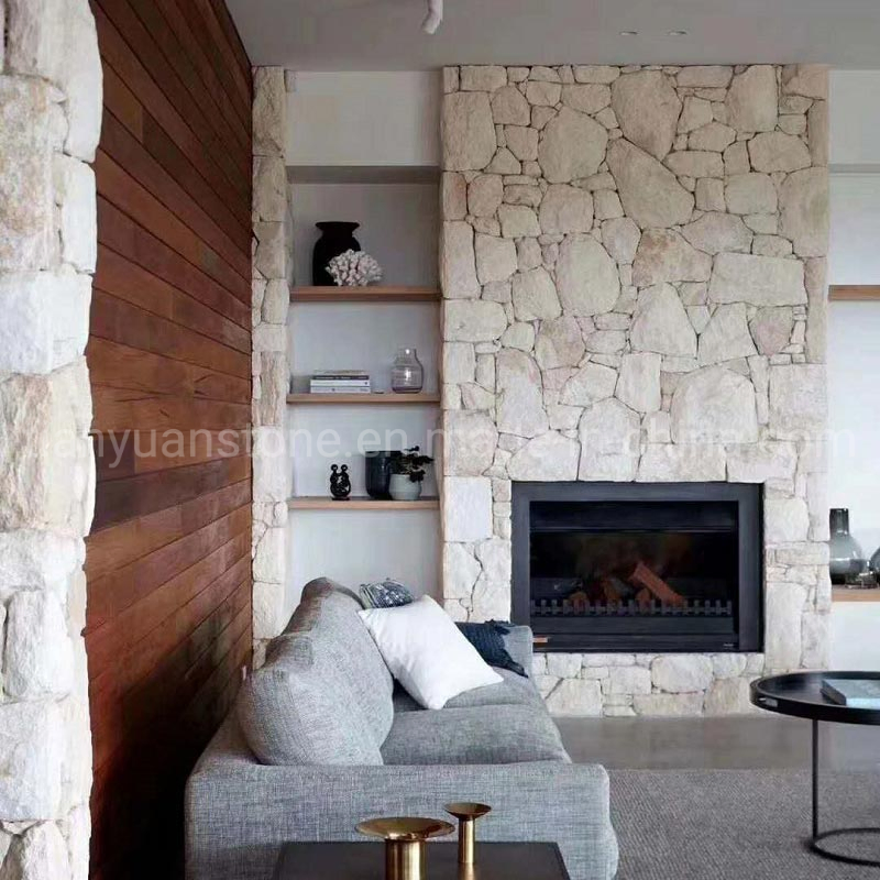 Yellow Beige Black Natural Limestone Panel for Exterior Garden Retaining Castle Villa Curtain Feature Wall