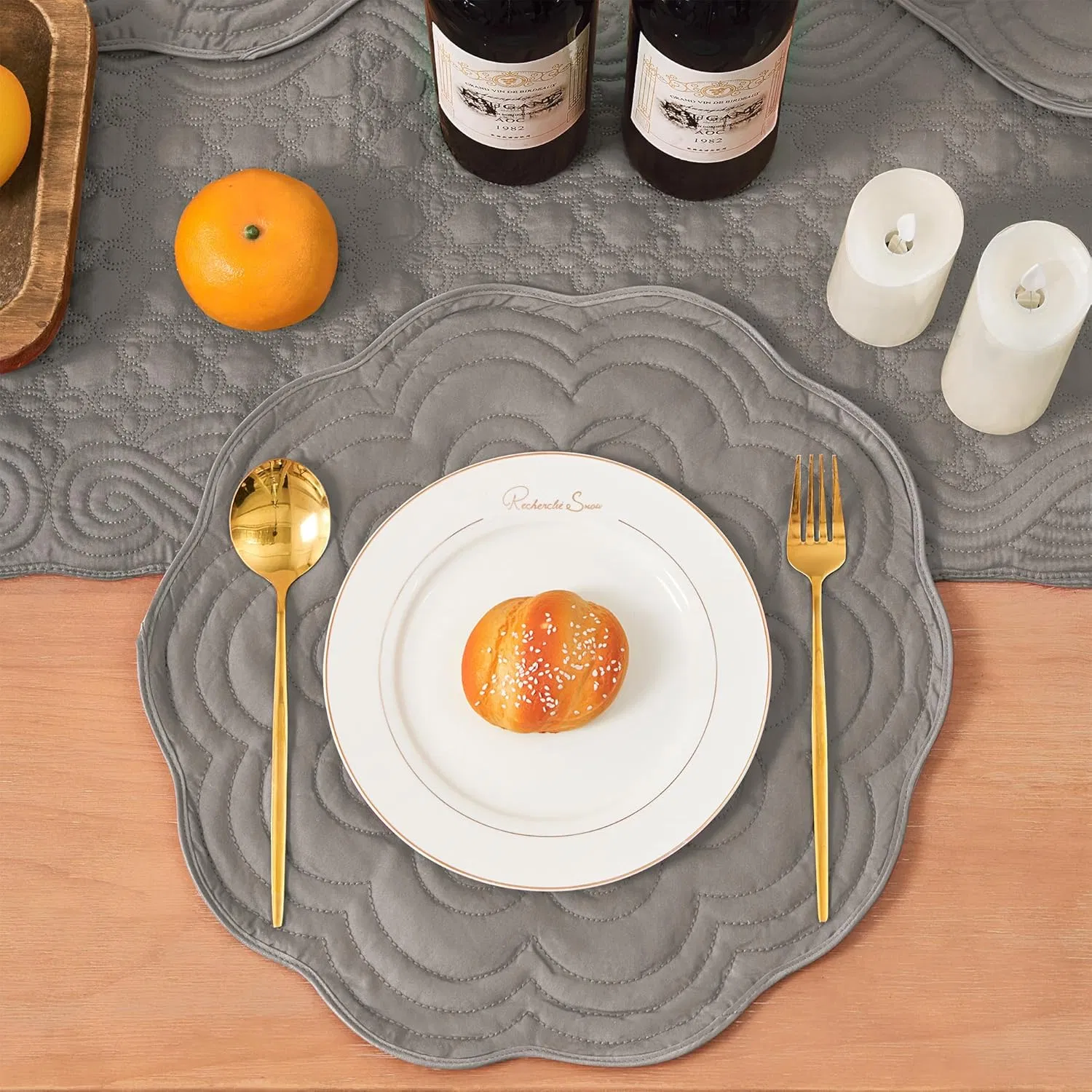 Brighthomey Microfiber Placemat Easy to Clean Machine Washable Placemats- Heat Resistant Non-Slip