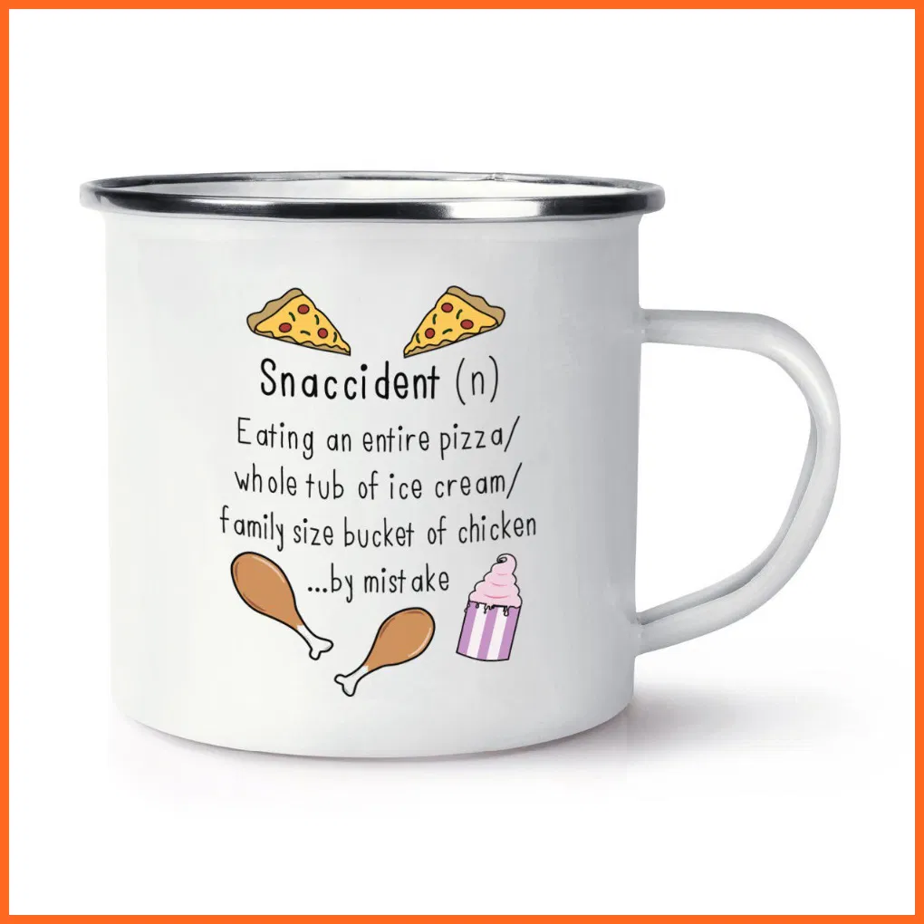 Silver Trim Enamel Metal Mug