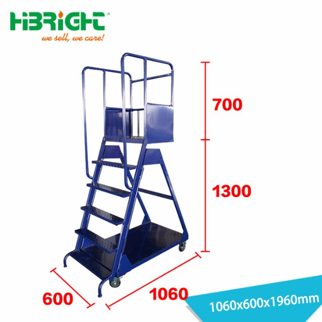 Movable Foldable Warehouse Step Ladder Trolley with Wheels