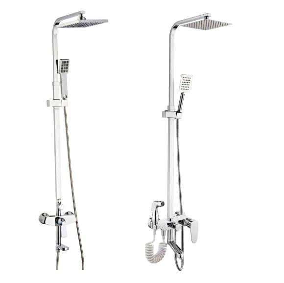 Bathroom Europe Wall-Mounted Dual Cross Handle Gold Rose Gold Bath Shower Faucet Mixer Set