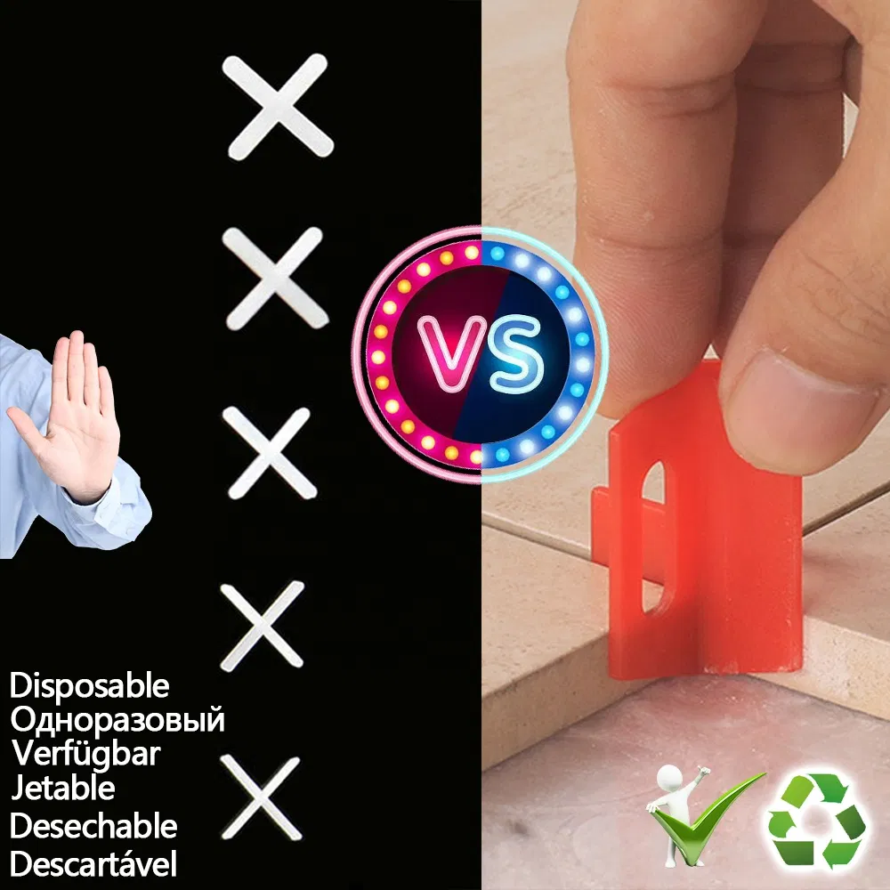 Precision Tile Leveling Clips - 100 Pack for 3-12mm Tiles