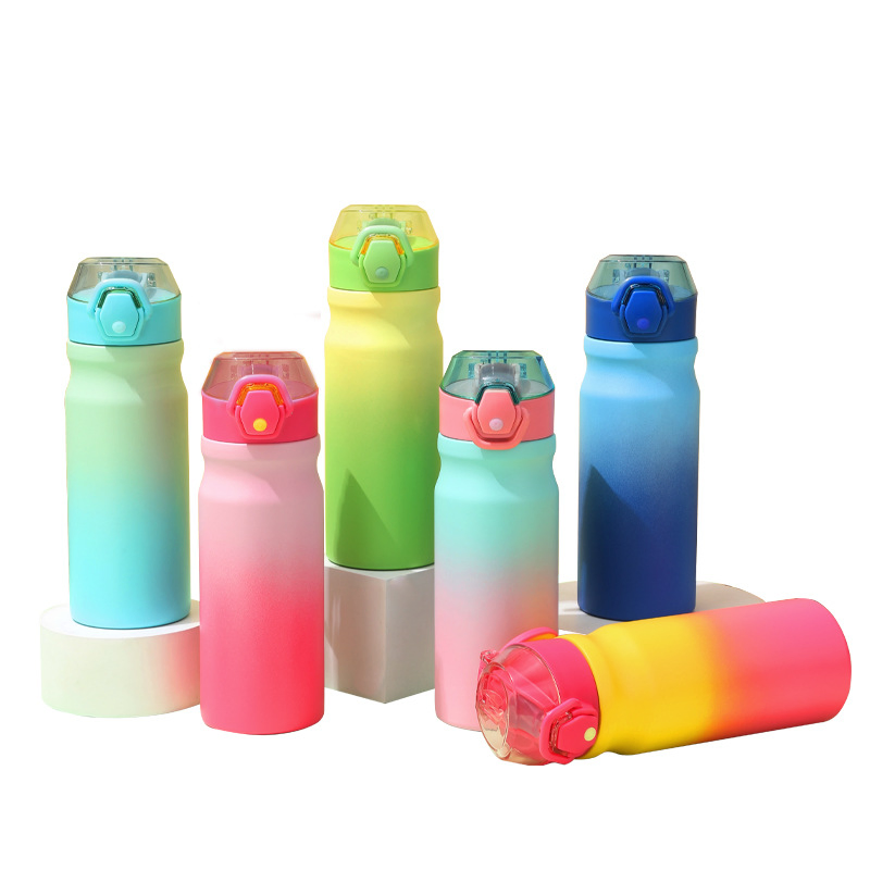 Gradient Colour Insulation Water Cup Ledou Sports Model Insulation Cup Straw Pop-up Lid Design Stainless Steel Bottle