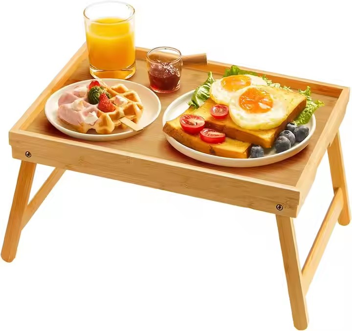 Bed Bambootable Tray with Folding Leg