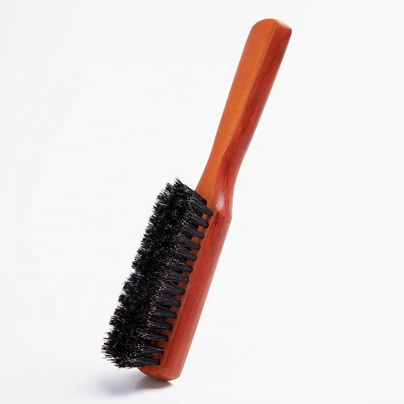 Hot Selling Custom Logo Pure Boar Bristle Long Wooden Handle Beard Brush for Men