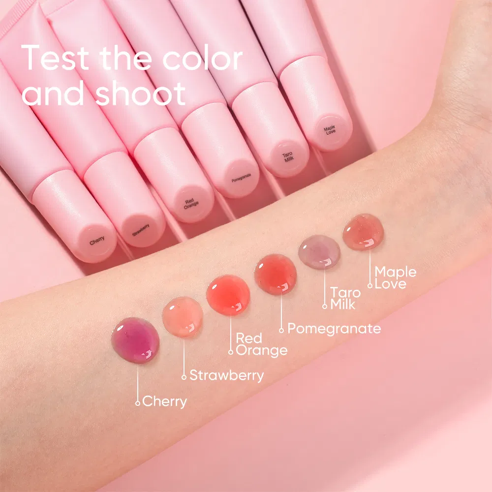 OEM Logo Pink Tube Organic Peptide Lip Oil Moisture Fruit Strawberry Lip Gloss Oil